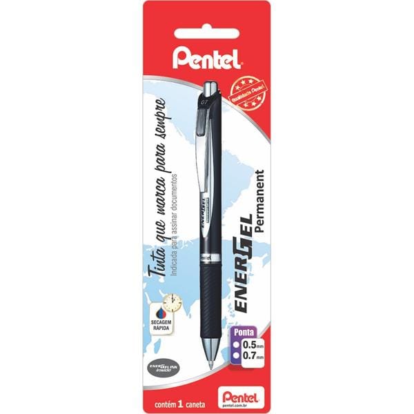 Caneta Gel Retrátil Energel 0,7mm Preta, SM-BLP77-A6 - Pentel BT 1 UN