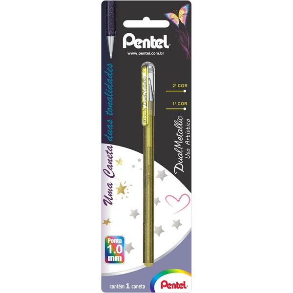 Caneta Gel Dual Metallic 1.0mm Dourada, SM-K110-DXX6 - Pentel BT 1 UN