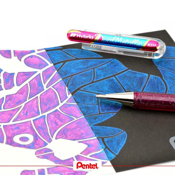 Caneta Gel Dual Metallic 1.0mm Dourada, SM-K110-DXX6 - Pentel BT 1 UN