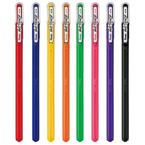 Caneta Gel Mattehop 1.0mm, 8 cores, Pentel - BT 1 UN