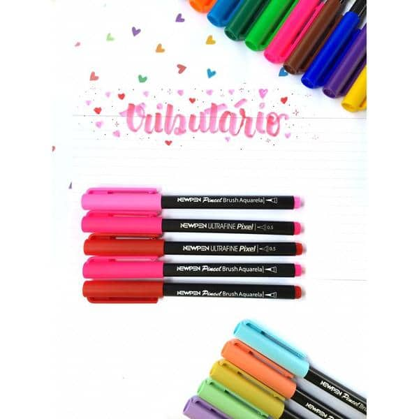 Caneta pincel Brush Pen pastel 6 cores 17.032 Newpen BT 1 UN