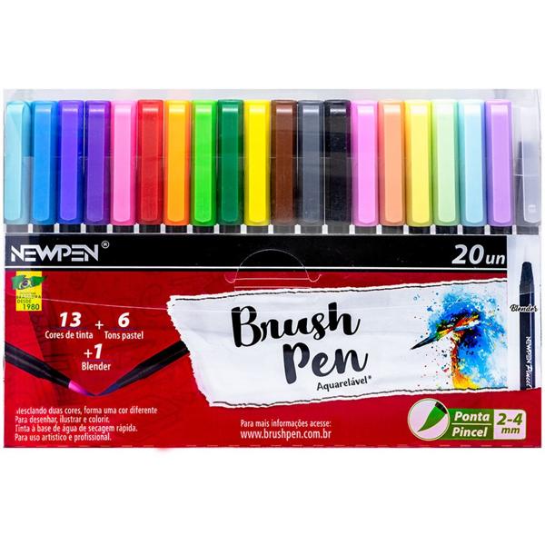 Caneta pincel Brush Pen blender 20 cores 17.039 Newpen BT 1 UN