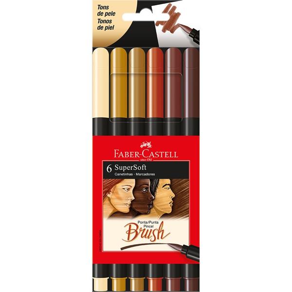 Caneta pincel brush, SuperSoft, Tons de pele, Faber-Castell - CX 1 UN Caneta pincel brush, SuperSoft, Tons de pele, Faber-Castell - CX 1 UN