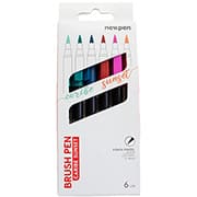 Caneta Pincel, Brush Pen, 6 Cores Básicas, 17.334, Newpen - CX 1 UN Caneta Pincel, Brush Pen, 6 Cores Básicas, 17.334, Newpen - CX 1 UN