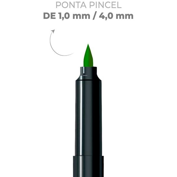 Caneta pincel Brush Pen, 10 cores, Oval - BT 1 UN