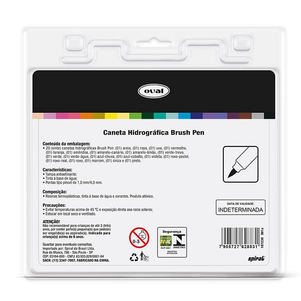 Caneta pincel Brush Pen, 20 cores, Oval - BT 20 UN Caneta pincel Brush Pen, 20 cores, Oval - BT 20 UN