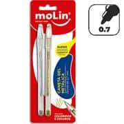 Caneta esferográfica gel metálica com 2 cores, ouro e prata, 0,7mm, 3195, Molin - BT 2 UN Caneta esferográfica gel metálica com 2 cores, ouro e prata, 0,7mm, 3195, Molin - BT 2 UN