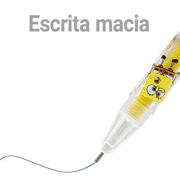 Caneta esferográfica gel apagável, 0,7mm, Bob Esponja, Spiral - 1 UN Caneta esferográfica gel apagável, 0,7mm, Bob Esponja, Spiral - 1 UN