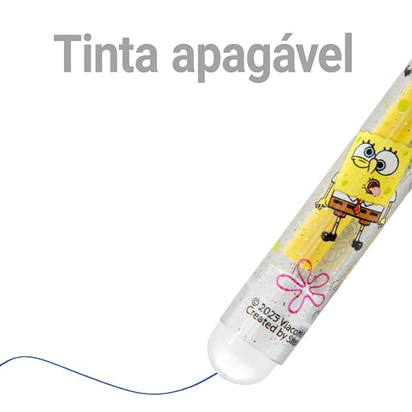 Caneta esferográfica gel apagável, 0,7mm, Bob Esponja, Spiral - 1 UN Caneta esferográfica gel apagável, 0,7mm, Bob Esponja, Spiral - 1 UN