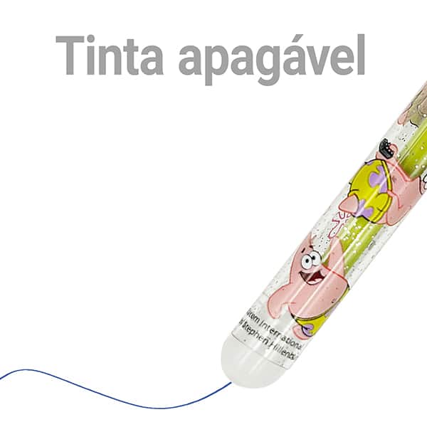 Caneta esferográfica gel apagável, 0,7mm, Bob Esponja / Patrick estrela, Spiral - 1 UN Caneta esferográfica gel apagável, 0,7mm, Bob Esponja / Patrick estrela, Spiral - 1 UN