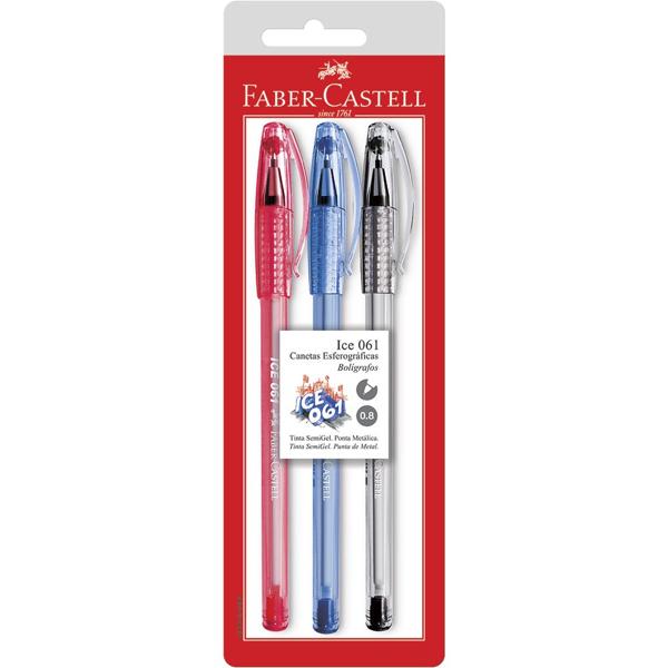Caneta Esferográfica Ice 061 Office 0.8mm 3 Cores Faber-Castell BT 3 UN Caneta Esferográfica Ice 061 Office 0.8mm 3 Cores Faber-Castell BT 3 UN