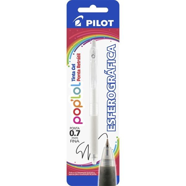 Caneta gel retrátil 0,7mm Pop LoL branca BLPL7 Pilot BT 1 UN