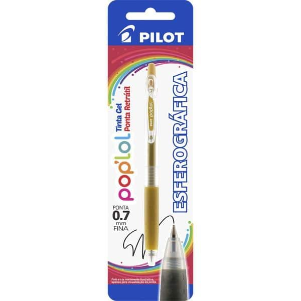 Caneta gel retrátil 0,7mm Pop LoL dourada BLPL7 Pilot BT 1 UN