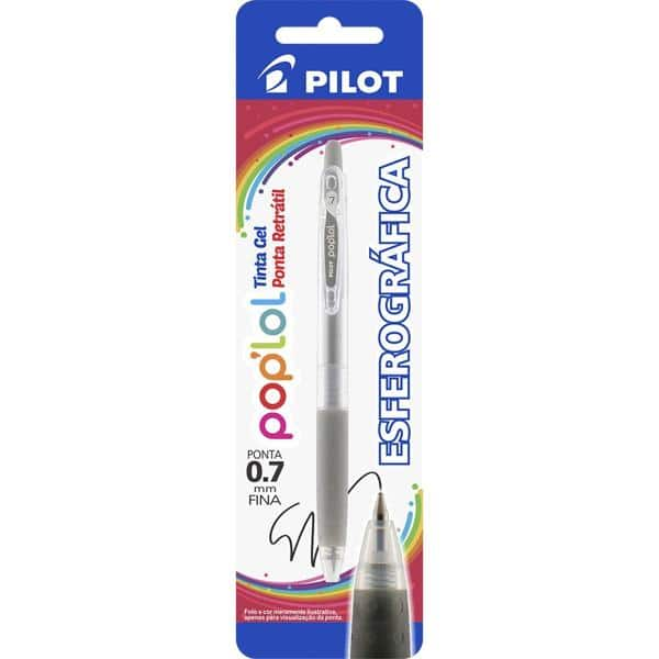 Caneta gel retrátil 0,7mm Pop LoL prata BLPL7 Pilot BT 1 UN