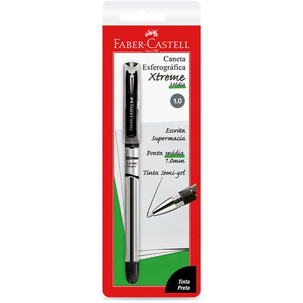 Caneta esferográfica gel, 1.0mm, Xtreme, Preta, Faber-Castell - BT 1 UN