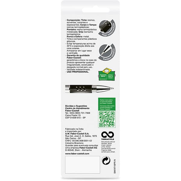 Caneta esferográfica gel, 1.0mm, Xtreme, Preta, Faber-Castell - BT 1 UN