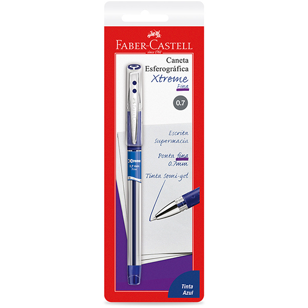 Caneta esferográfica gel, 0.7mm, Xtreme, Azul, Faber-Castell - BT 1 UN Caneta esferográfica gel, 0.7mm, Xtreme, Azul, Faber-Castell - BT 1 UN