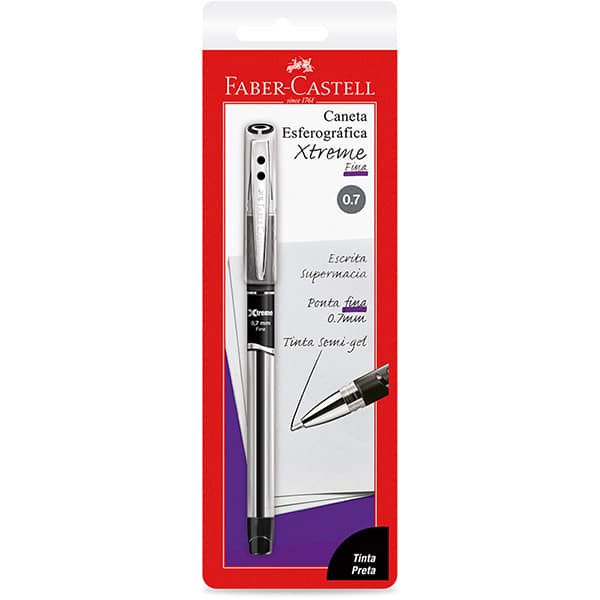 Caneta esferográfica gel, 0.7mm, Xtreme, Preta, Faber-Castell - BT 1 UN