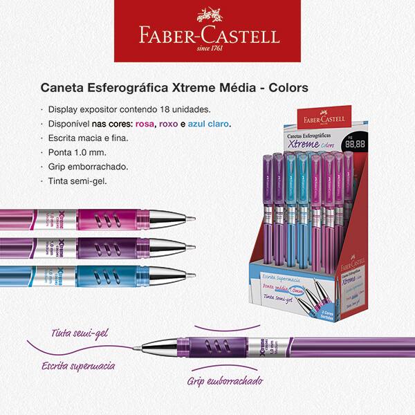 Caneta esferográfica gel, 1.0mm, Xtreme, Cores sortidas, Faber-Castell - CX 18 UN