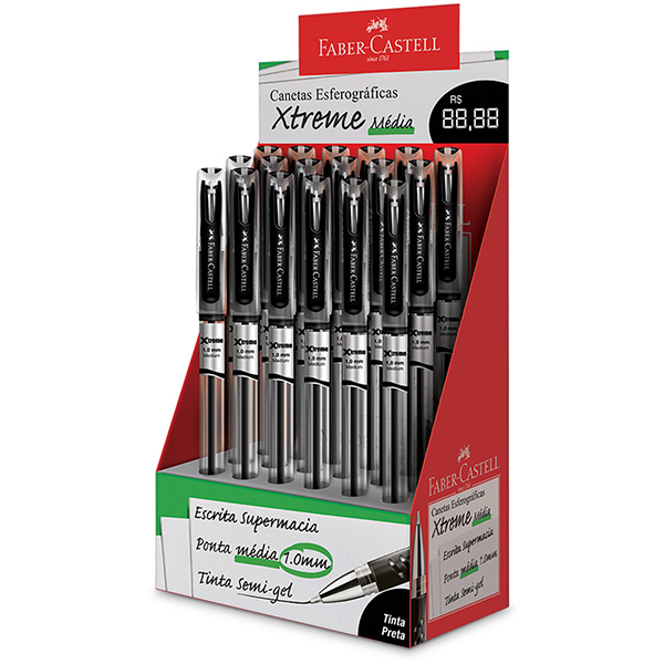 Caneta esferográfica gel, 1.0mm, Xtreme, Preta, Faber-Castell - CX 18 UN Caneta esferográfica gel, 1.0mm, Xtreme, Preta, Faber-Castell - CX 18 UN
