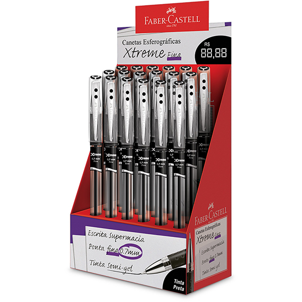Caneta esferográfica gel, 0,7mm, Xtreme, Preta, Faber-Castell - DP 18 UN Caneta esferográfica gel, 0,7mm, Xtreme, Preta, Faber-Castell - DP 18 UN