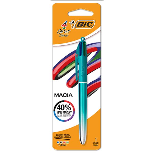 Caneta Esferográfica Retrátil BIC, 4 Cores Clássicas, Verde metálico, Ponta Média de 1.0mm, 525681, BT 1 UN Caneta Esferográfica Retrátil BIC, 4 Cores Clássicas, Verde metálico, Ponta Média de 1.0mm, 525681, BT 1 UN