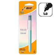 Caneta Esferográfica Retrátil BIC, 4 Cores Clássicas, Azul Perolado, Ponta Média de 1.0mm, 530020, BT 1 UN