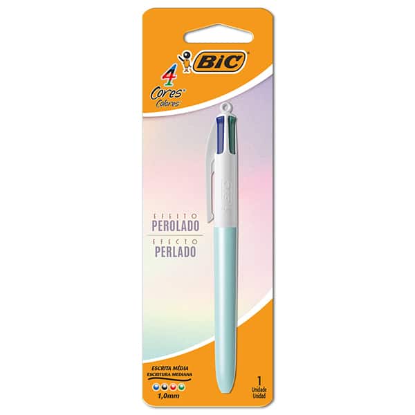 Caneta Esferográfica Retrátil BIC, 4 Cores Clássicas, Azul Perolado, Ponta Média de 1.0mm, 530020, BT 1 UN Caneta Esferográfica Retrátil BIC, 4 Cores Clássicas, Azul Perolado, Ponta Média de 1.0mm, 530020, BT 1 UN