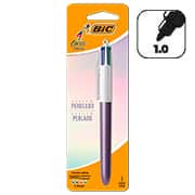 Caneta Esferográfica Retrátil BIC, 4 Cores Clássicas, Roxo Perolado, Ponta Média de 1.0mm, 530021, BT 1 UN