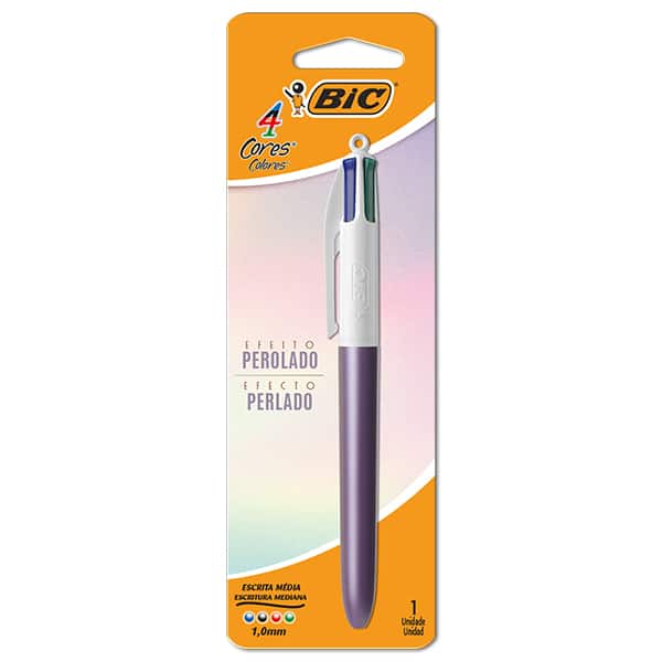 Caneta Esferográfica Retrátil BIC, 4 Cores Clássicas, Roxo Perolado, Ponta Média de 1.0mm, 530021, BT 1 UN Caneta Esferográfica Retrátil BIC, 4 Cores Clássicas, Roxo Perolado, Ponta Média de 1.0mm, 530021, BT 1 UN
