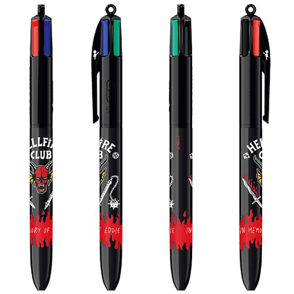 Caneta Esferográfica Retrátil BIC, 4 Cores Clássicas, Stranger Things, Corpo 5ª temporada, Sortidas, Ponta Média de 1.0mm, 530007, CX 12 UN