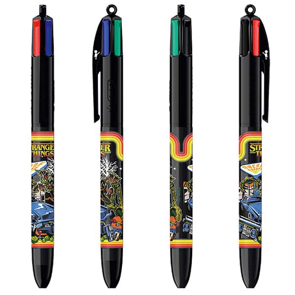 Caneta Esferográfica Retrátil BIC, 4 Cores Clássicas, Stranger Things, Corpo Temporada 1 a 4, Ponta Média de 1.0mm, 530028, BIC - BT 4 UN