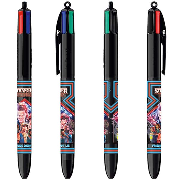 Caneta Esferográfica Retrátil BIC, 4 Cores Clássicas, Stranger Things, Corpo Temporada 1 a 4, Ponta Média de 1.0mm, 530028, BIC - BT 4 UN