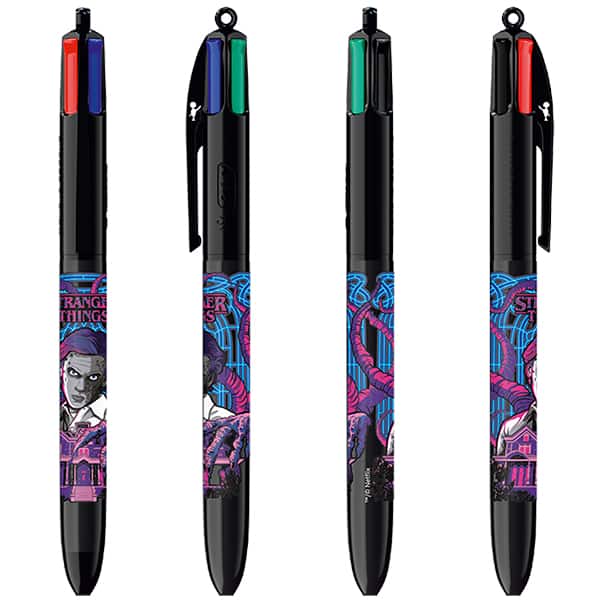Caneta Esferográfica Retrátil BIC, 4 Cores Clássicas, Stranger Things, Corpo Temporada 1 a 4, Ponta Média de 1.0mm, 530028, BIC - BT 4 UN