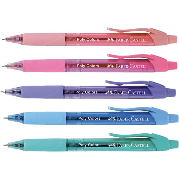 Caneta Esferográfica retrátil Poly Colors, 0.7, Faber-Castell - DP 18 UN