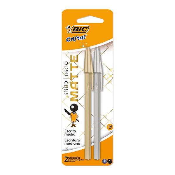 Caneta Esferográfica BIC Escrita Média, Cristal Efeito Matte, Dourada e Prata, Ponta de 1.0mm, 530013, BT 2 UN Caneta Esferográfica BIC Escrita Média, Cristal Efeito Matte, Dourada e Prata, Ponta de 1.0mm, 530013, BT 2 UN