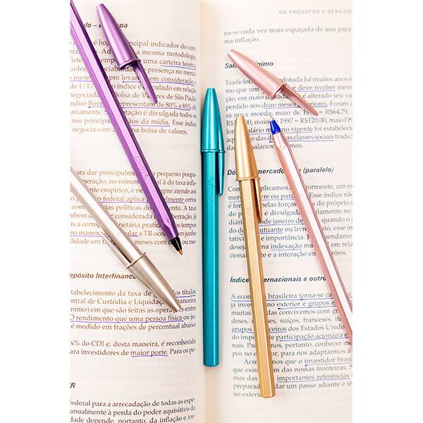 Caneta Esferográfica BIC Escrita fina, Cristal, Azul Roxo e Rosa, Ponta de 1,0mm, 530014, BT 3 UN