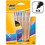 Caneta Esferográfica BIC Escrita fina, Cristal Fashion 10 Cores, Ponta de 0,8mm, 530009, BT 10 UN