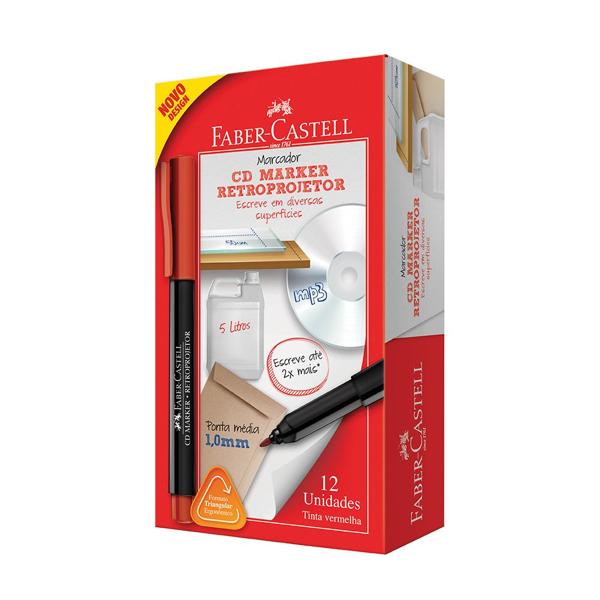 Caneta para retro-projetor vermelho 2,0mm VMZF Faber-castell CX 12 UN Caneta para retro-projetor vermelho 2,0mm VMZF Faber-castell CX 12 UN
