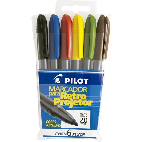 Caneta para retro-projetor c/6 cores 2mm 10303 Pilot BT 1 UN