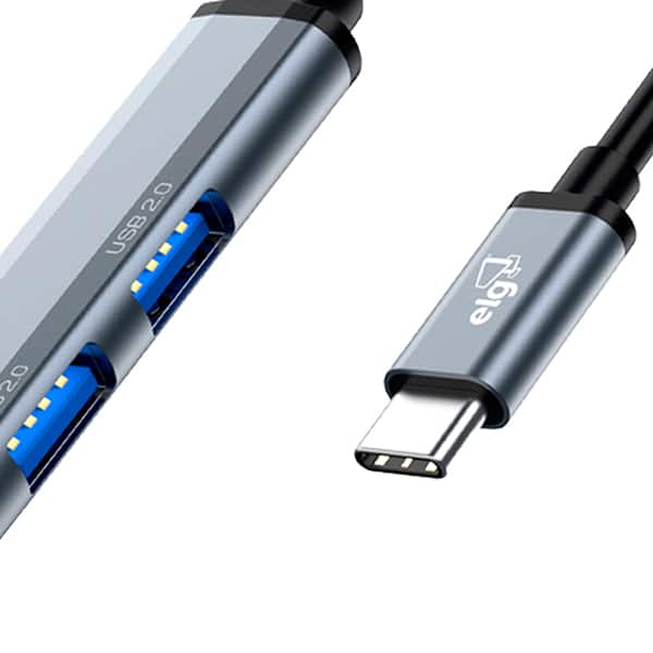HUB USB-C 4 em 1, 3 portas USB 2.0, 1 Porta USB 3.0, Com Conversor USB-C para USB-A, 41A-V2, Elg - CX 1 UN