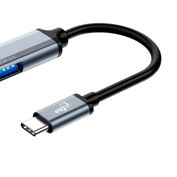 HUB USB-C 4 em 1, 3 portas USB 2.0, 1 Porta USB 3.0, Com Conversor USB-C para USB-A, 41A-V2, Elg - CX 1 UN
