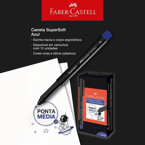 Caneta SuperSoft Pen Azul, 1.0mm, Faber-Castell - CX 12 UN