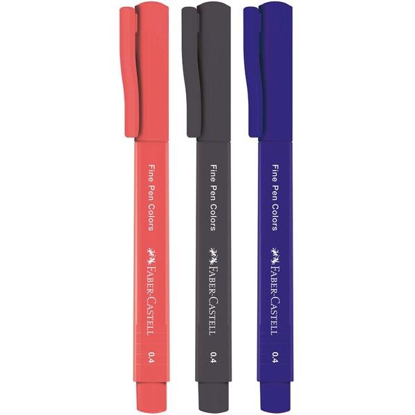 Caneta hidrográfica Fine Pen, 0,4mm, colors, Faber-Castell - BT 3 UN