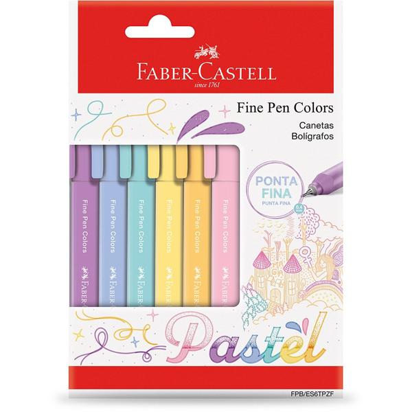 Caneta hidrográfica Fine Pen, 0,4mm, Tons Pastel, Faber-Castell - BT 6 UN Caneta hidrográfica Fine Pen, 0,4mm, Tons Pastel, Faber-Castell - BT 6 UN