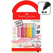 Caneta hidrográfica Fine Pen, 0,4mm, Revigora & Energiza, Faber-Castell - BT 5 UN