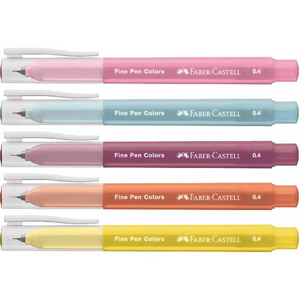 Caneta hidrográfica Fine Pen, 0,4mm, Revigora & Energiza, Faber-Castell - BT 5 UN