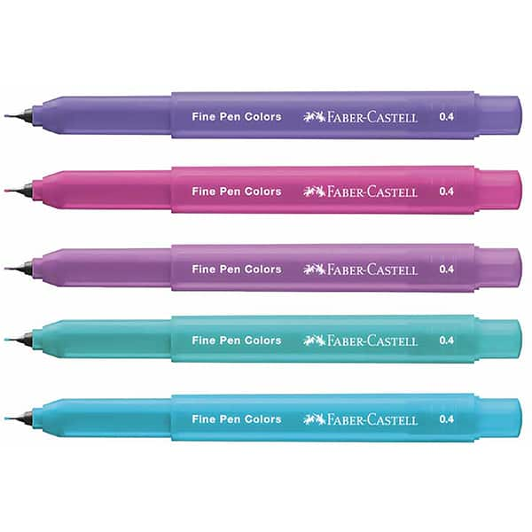 Caneta hidrográfica Fine Pen, 0,4mm, Relaxa e Reequilibra, Com cheirinho, Faber-Castell - BT 5 UN