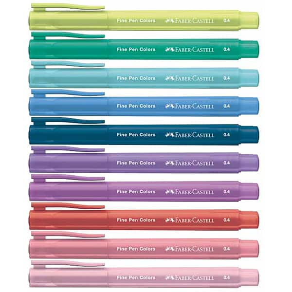 Kit Caneta hidrográfica Fine Pen 10 Cores + Shoulder Bag Breeze, FPBESBRZZF, Faber-castell - KT 1 UN