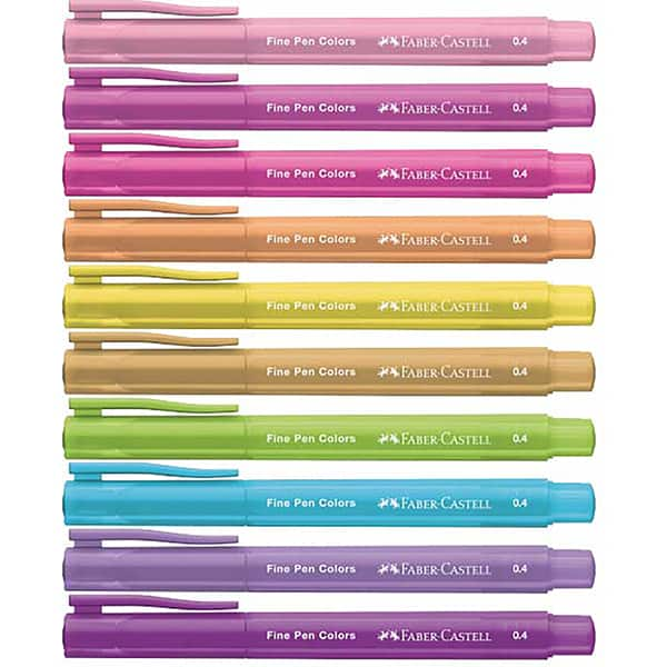 Kit Caneta hidrográfica Fine Pen 10 Cores + Shoulder Bag Summer, FPBESSMRZF, Faber-castell - KT 1 UN